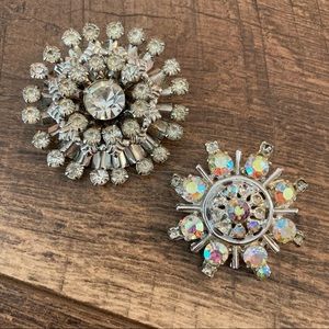 Bundle of Two Crystal Brooches